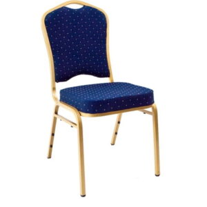 Chaise de banquet en acier Basic line T68123 profil Bci-63 tap. D17-D101 bleu marine avec points jaunes