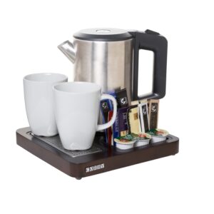 Set de bienvenue compact Canterbury - bois foncé avec bouilloire 0,6l ou 1l