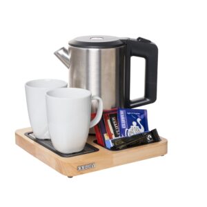 Set de bienvenue compact Canterbury - bois clair avec bouilloire 0,6l ou 1l
